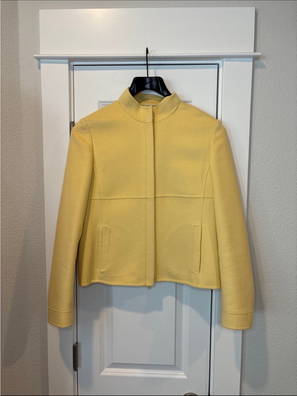 Carlisle Lemon Yellow Stand Collar Wool Jacket